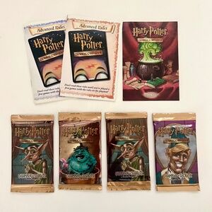 4 Harry Potter TCG WOTC Chamber of Secrets Sealed Packs + 3 Manuals 2 Play Mats